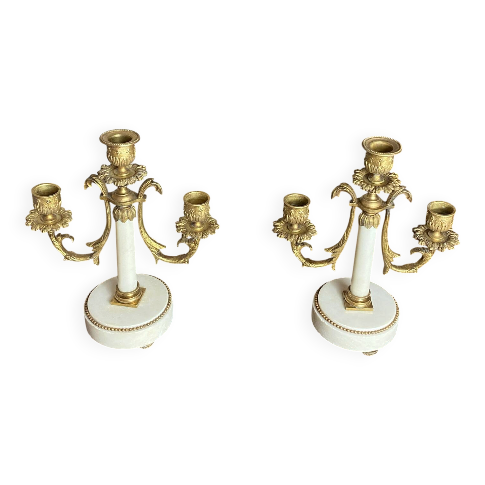 Pair of bronze and marble candelabra, France, 19th century