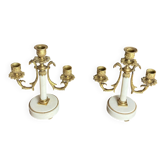 Pair of bronze and marble candelabra, France, 19th century