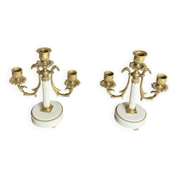 Pair of bronze and marble candelabra, France, 19th century