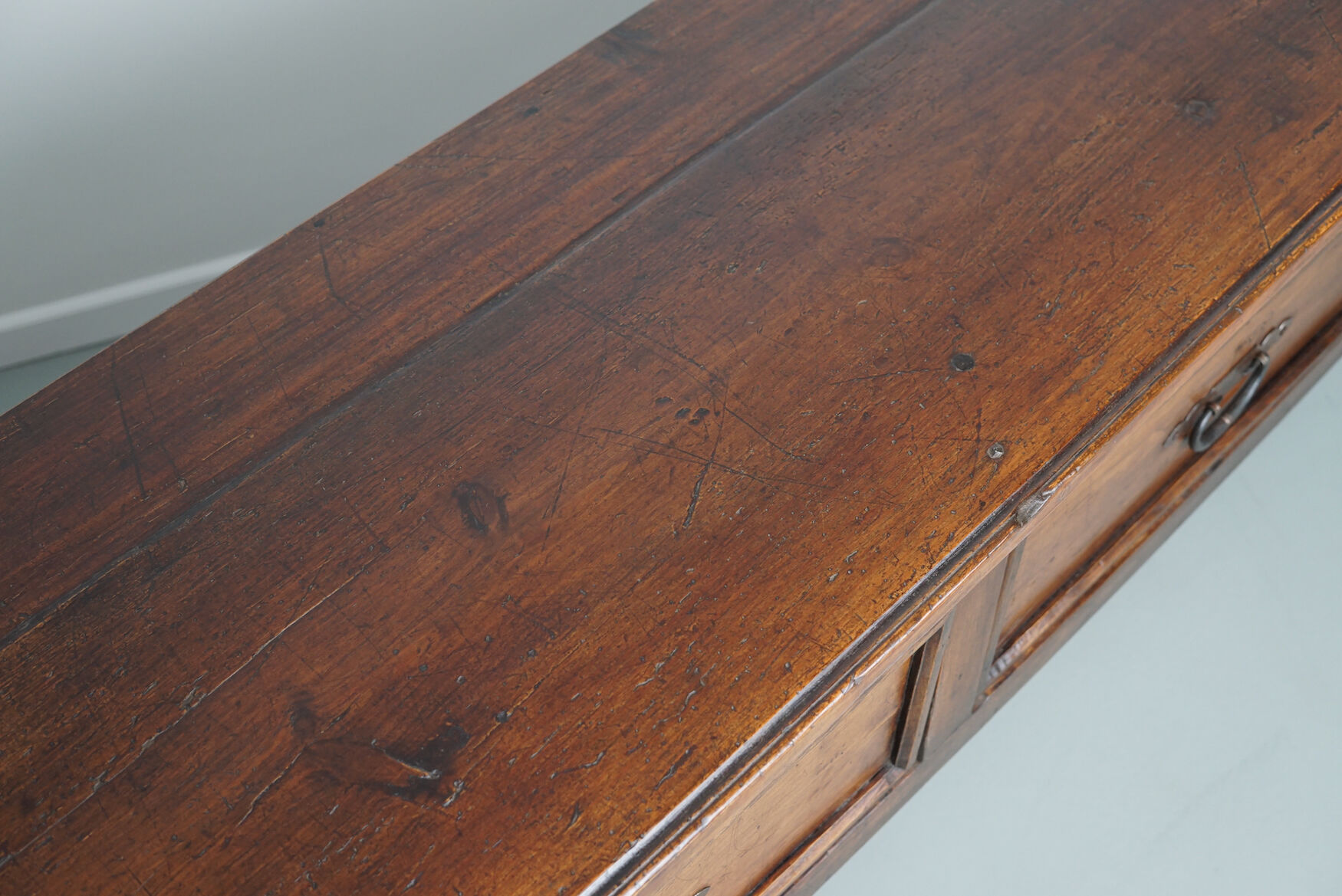 Antique french rustic farmhouse fruitwood & oak side table