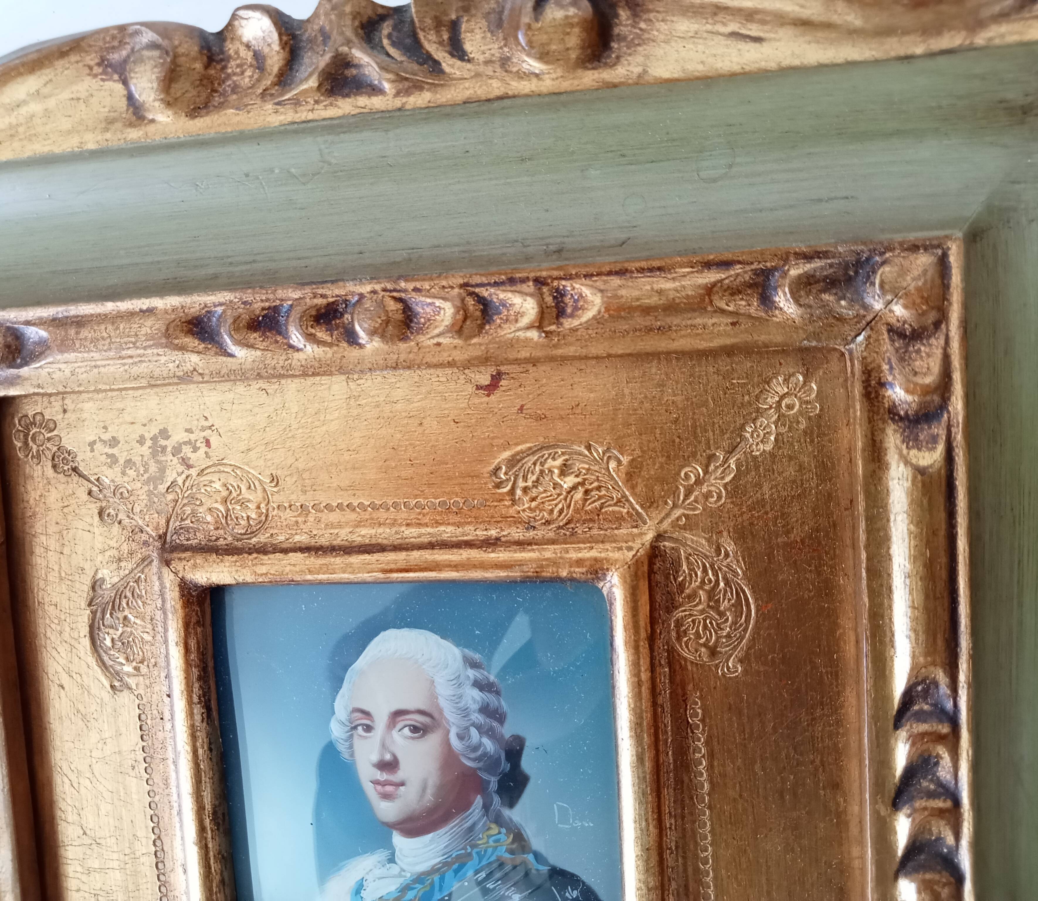 Louis XV vintage miniature portrait painting