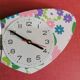 Vintage silent asymmetrical wall pendulum clock "Purple green pink flowers"