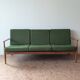 Scandinavian teak and green fabric banquette Free-Span from the 1960s.