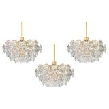 Brass and crystal glass chandelier by Kinkeldey, Germany, 1970s.