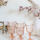 Set of 5 vintage Arcoroc Rosaline foot glasses