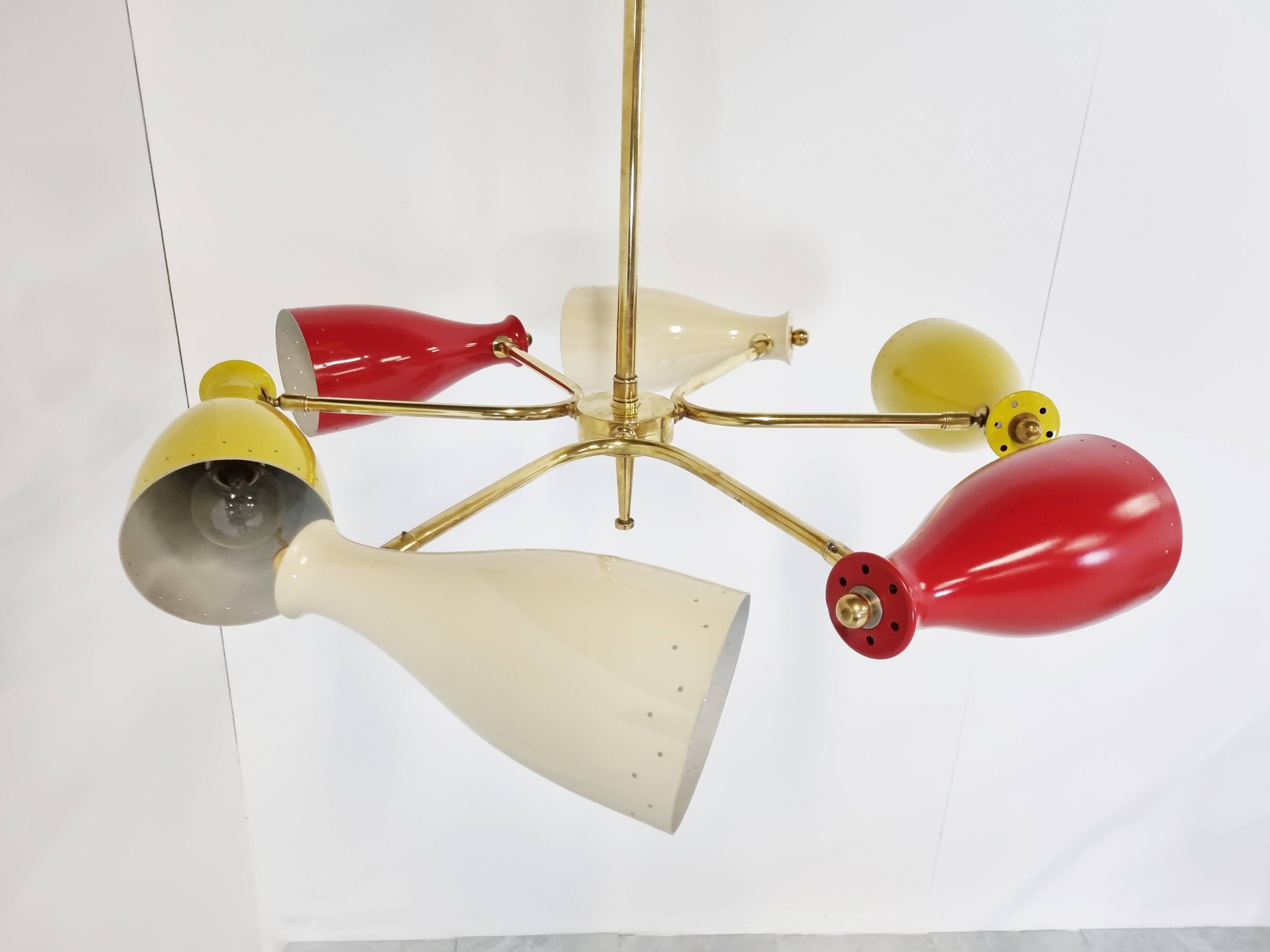 Mid century coloured chandelier, 1950s