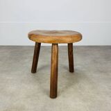Brutalist tripod stool in solid wood