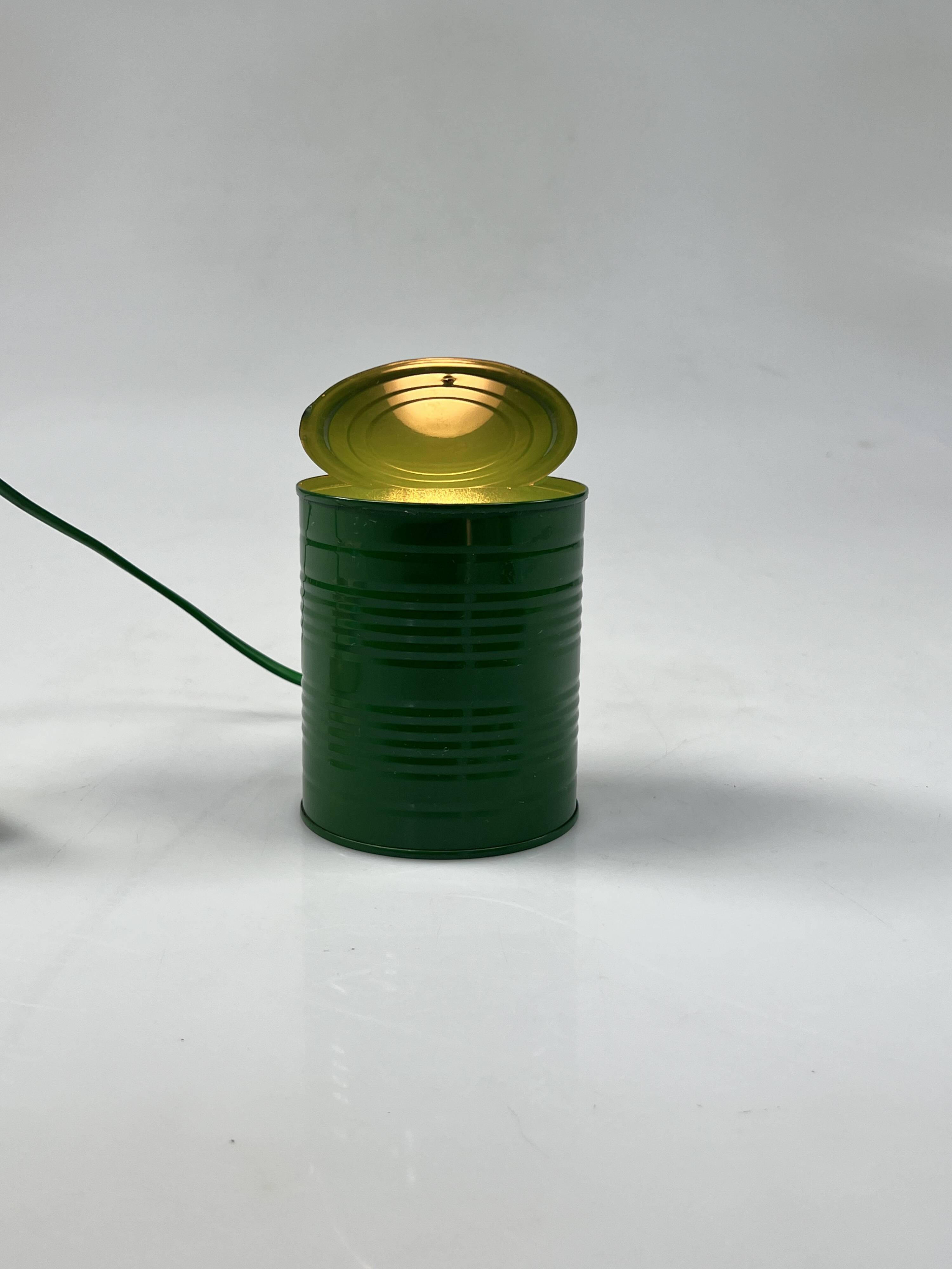 Vintage Green Tin Can Lamp, Ad Van Berlo, Vrieland Design, 1980s