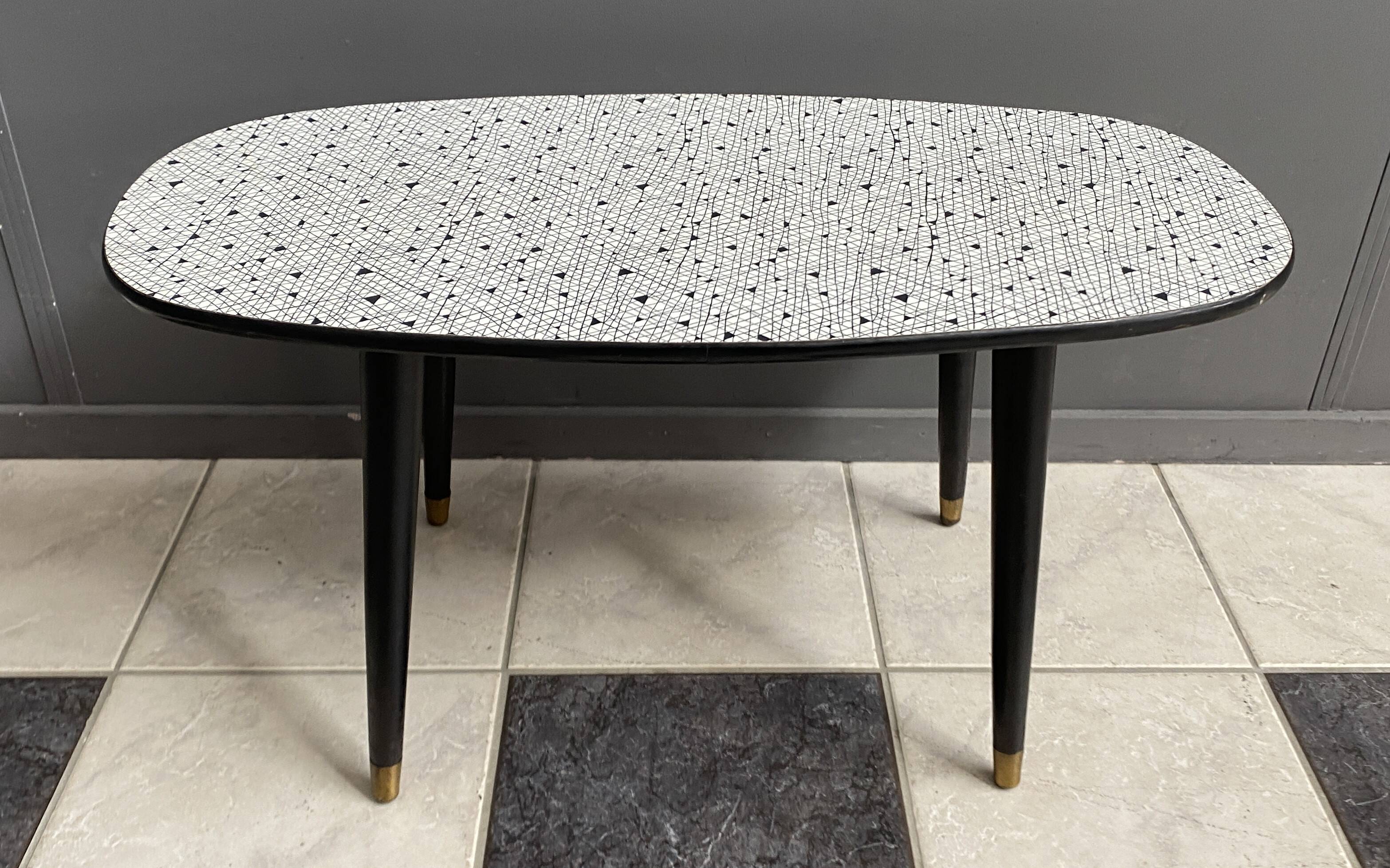 Black and White oval formica table 1960s