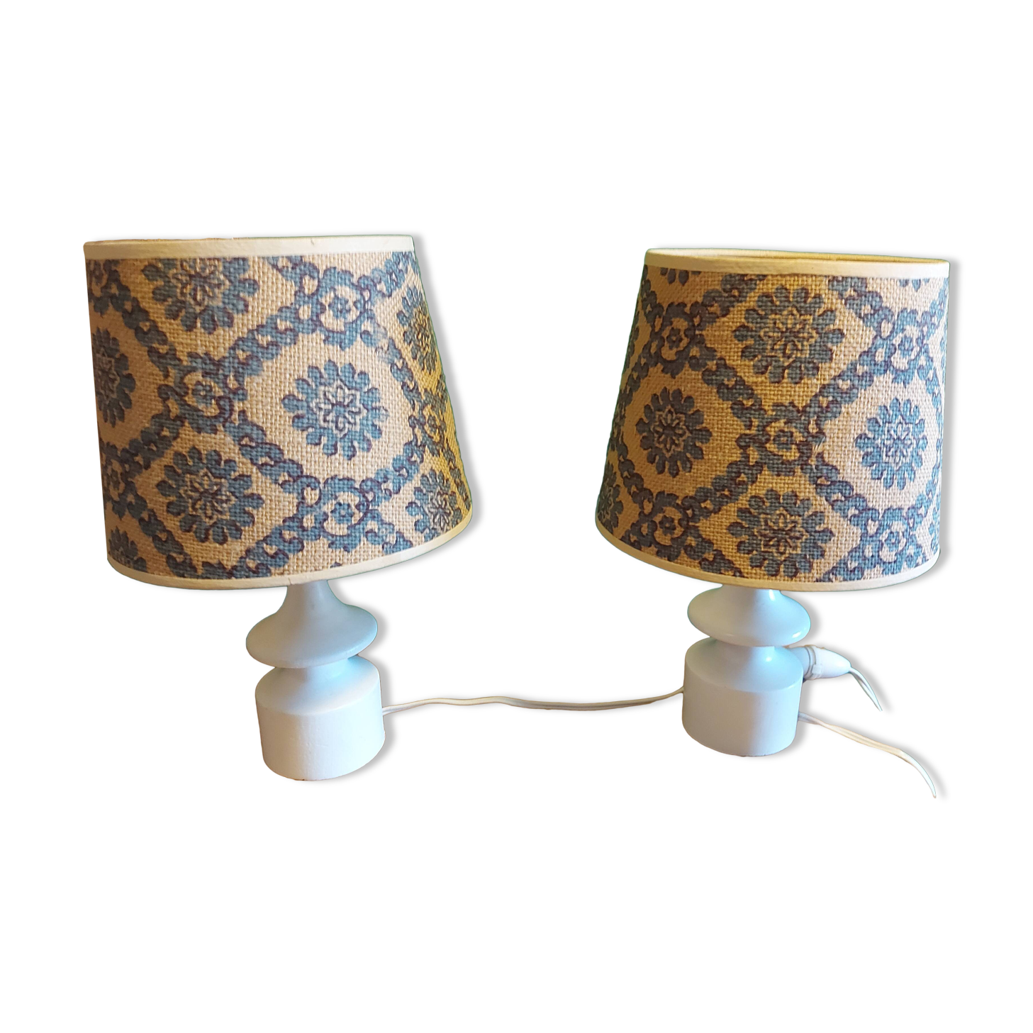 2 vintage 60's wooden bedside lamps