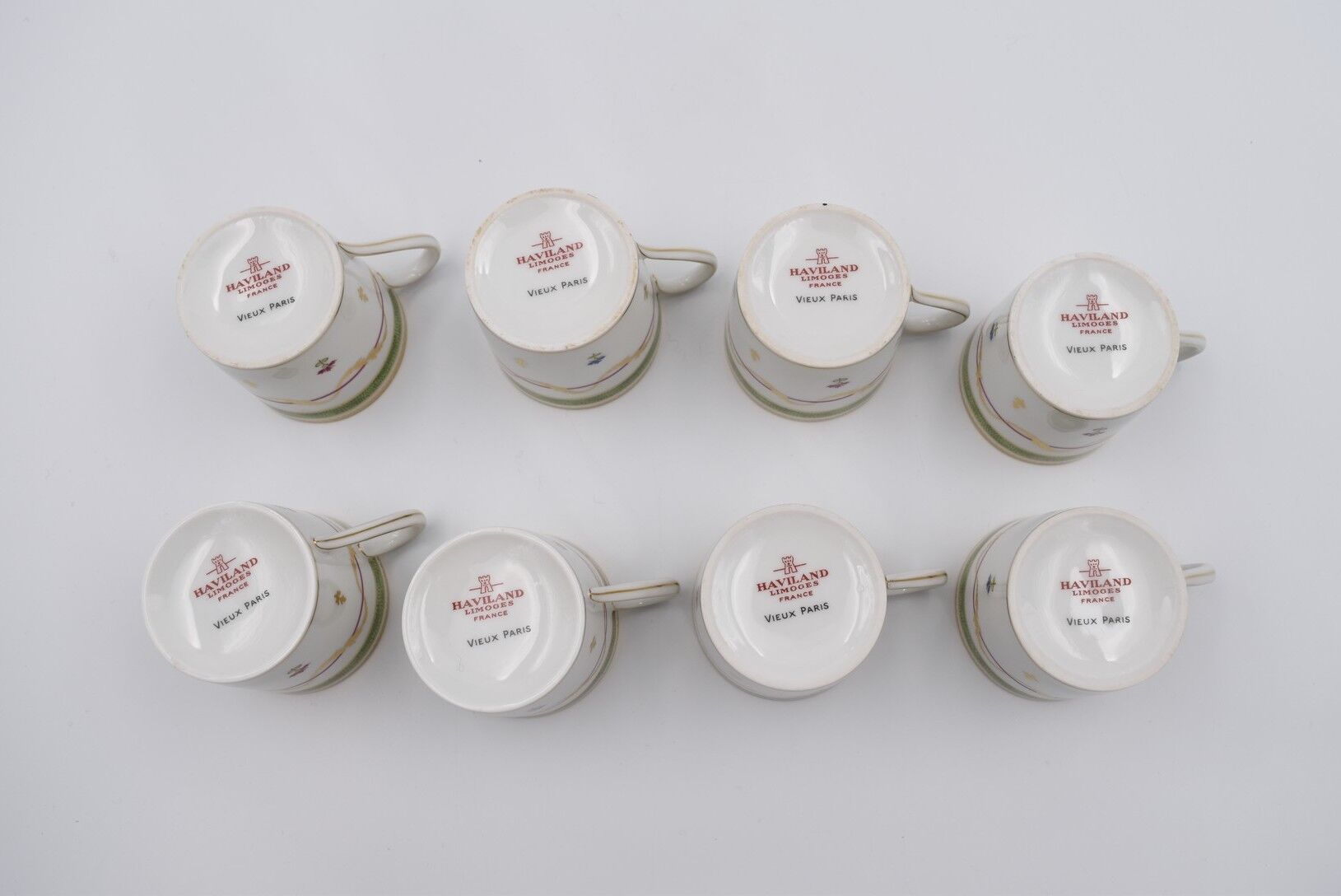 8 porcelain cups and coffee cups from Limoges Haviland Vieux Paris