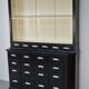 Large pair of antique apothecary cabinets painted black, Eastern Europe, 1910s