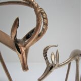 Four vintage brass antelope gazelles