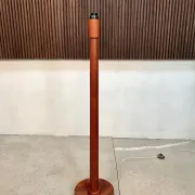 Teak Floor Lamp with Lampshade in Wild Silk, Denmark 1960s