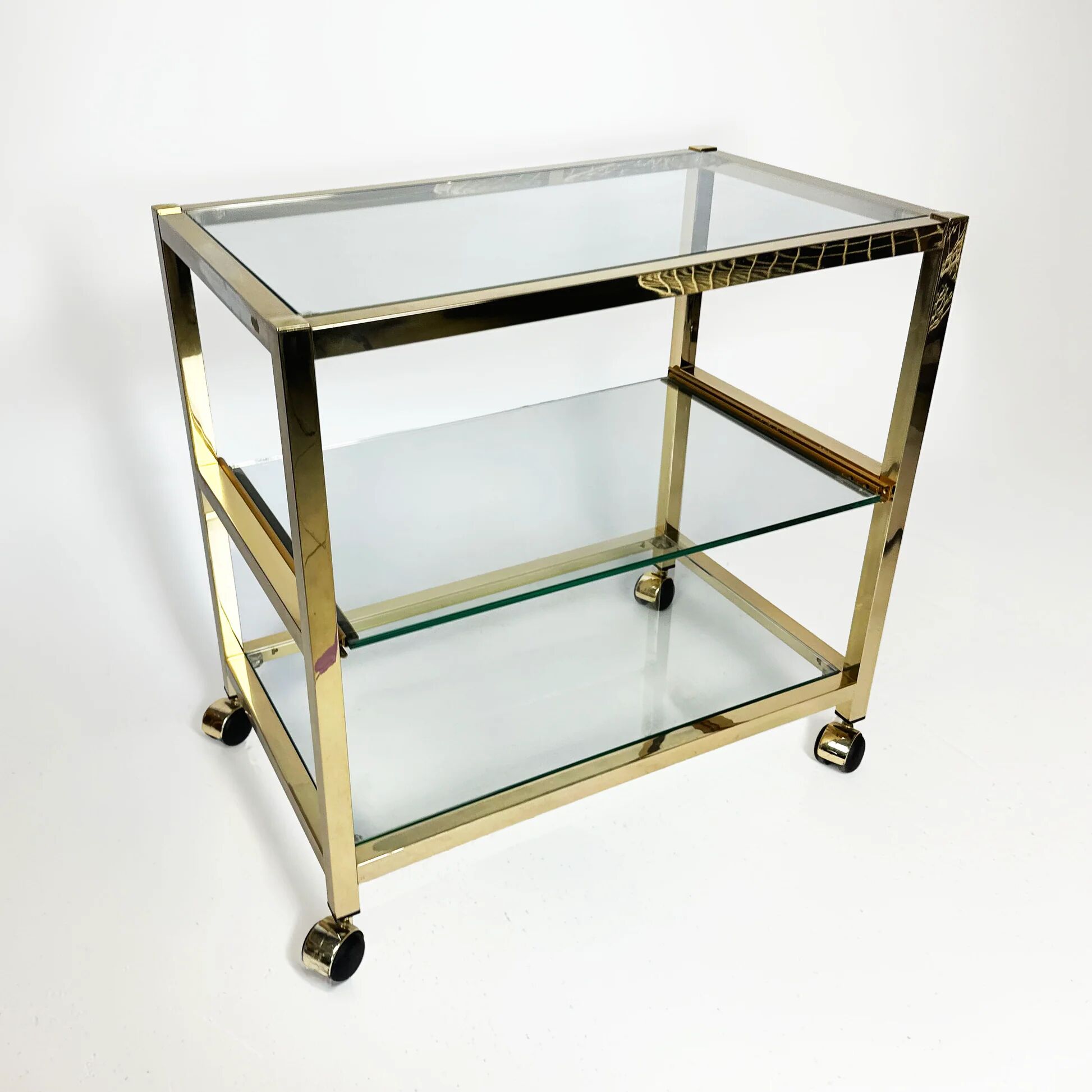 Vintage chrome and gold side table from the 1980s.