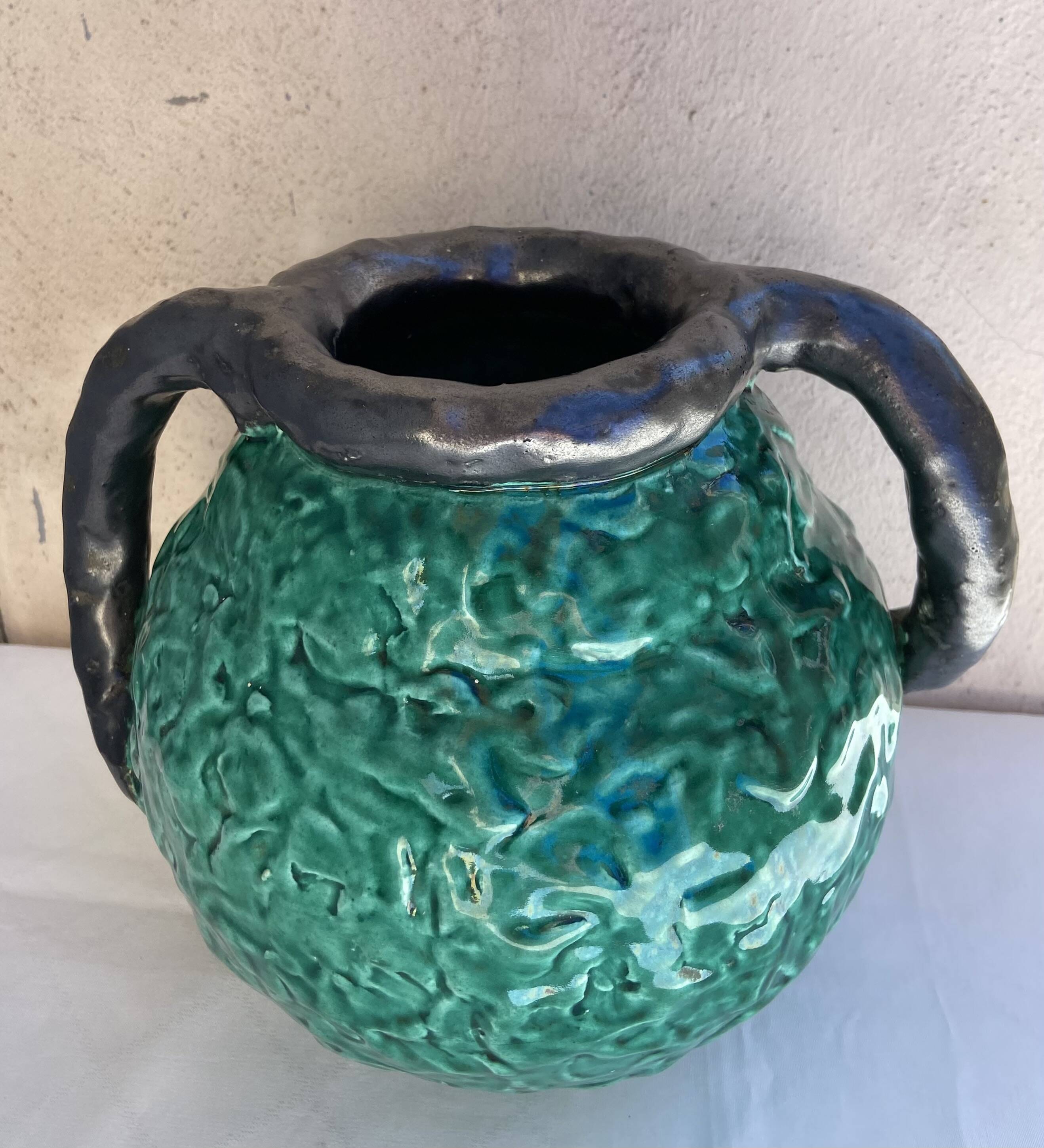 Pair of Jerome Massier vases, Vallauris, 1950s