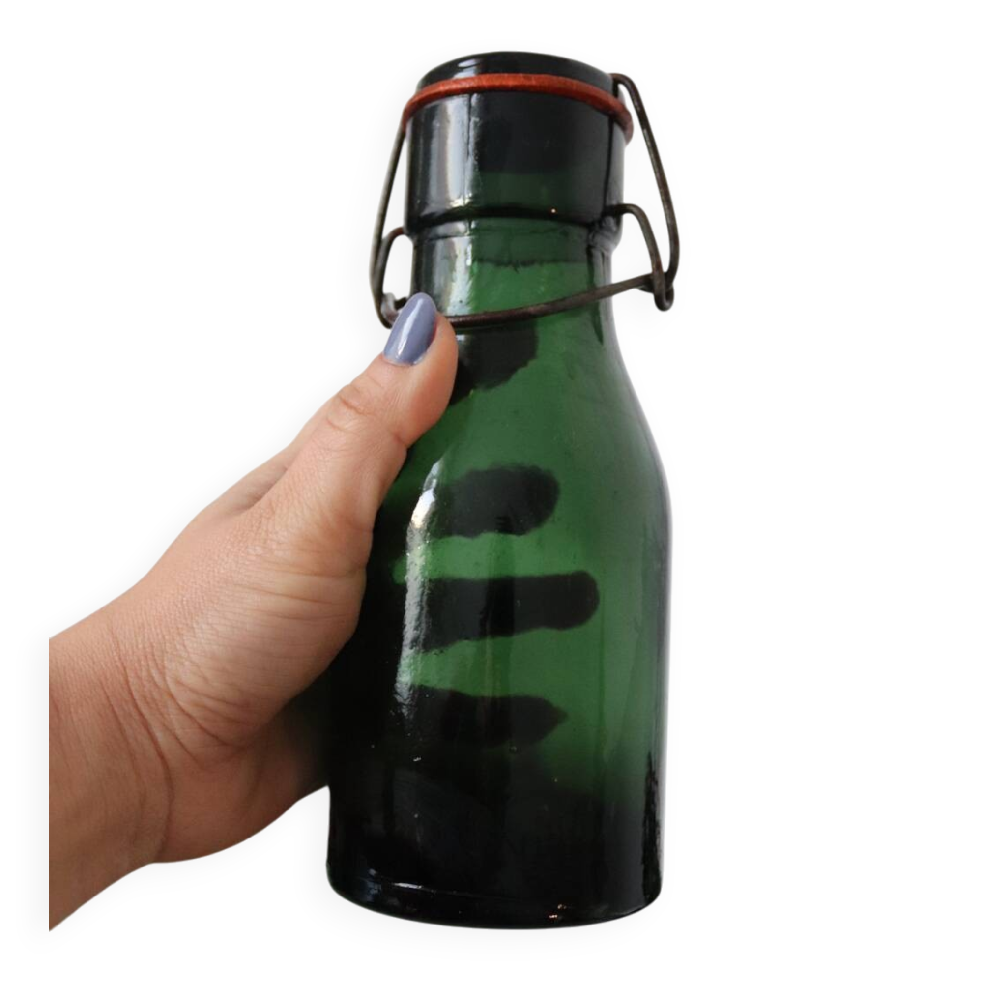 Pair of old green glass jars/bottles – models 1/2 and 1 1/