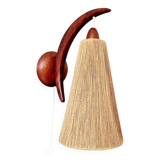 Scandinavian teak and sisal rope wall light, Temde, 1950-60