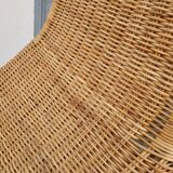 Vintage rattan chaise longue deck chair - 1970s