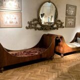 Set of 19th Century Italian Empire Flamed Walnut Sleigh Beds or Daybeds