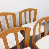 Set of 6 vintage chairs in elm wood and bouclé fabric from the 70s