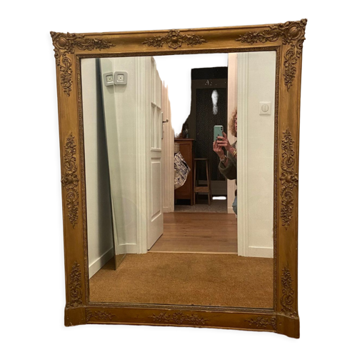 Miroir en stuc et bois doré XIXème 125 x 100 cm