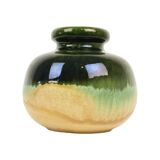 Green beige convex vase scheurich ceramics west germany 284-15
