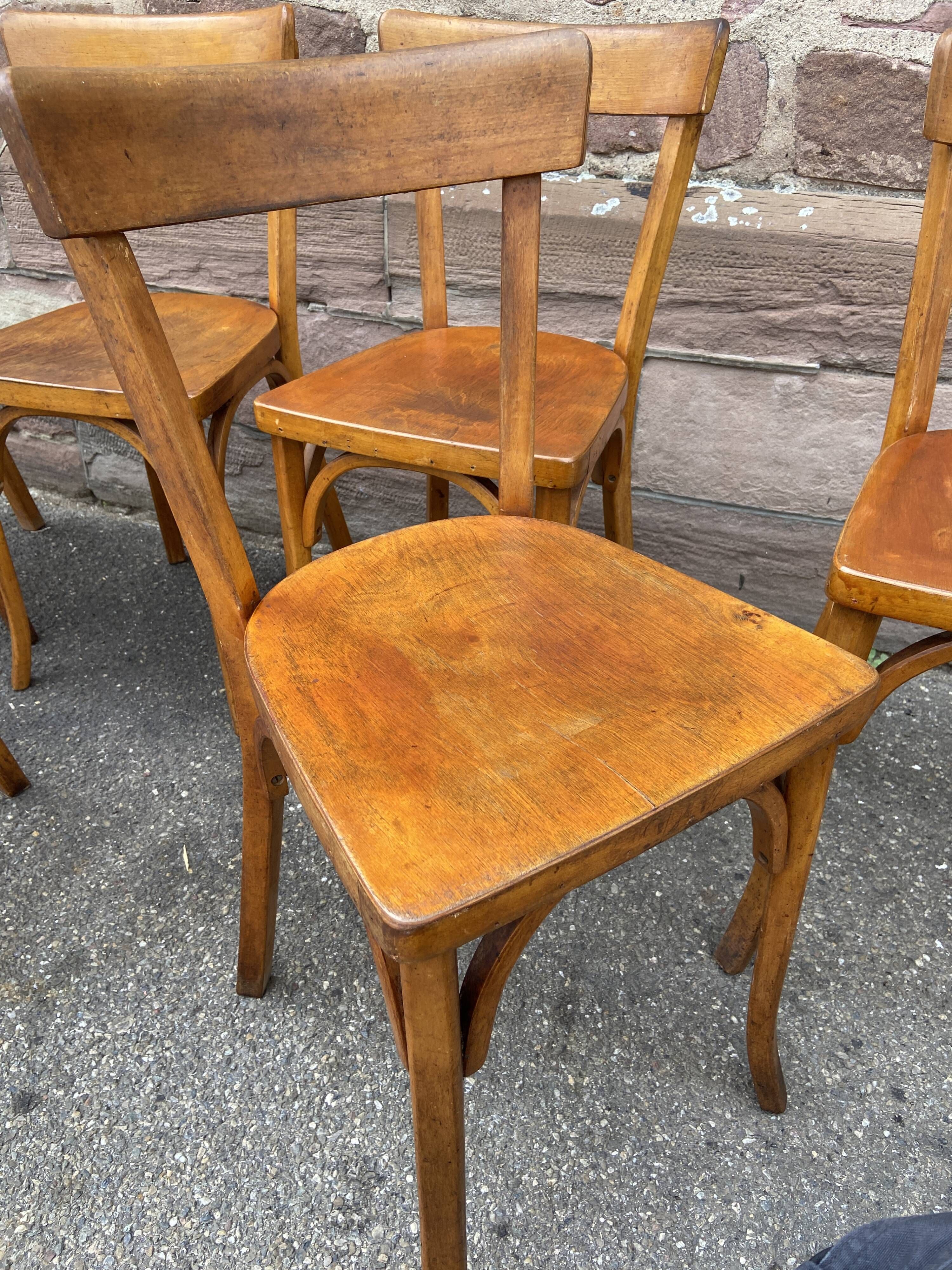Set of 6 chairs bistrot café baumann bentwood from the 1950s
