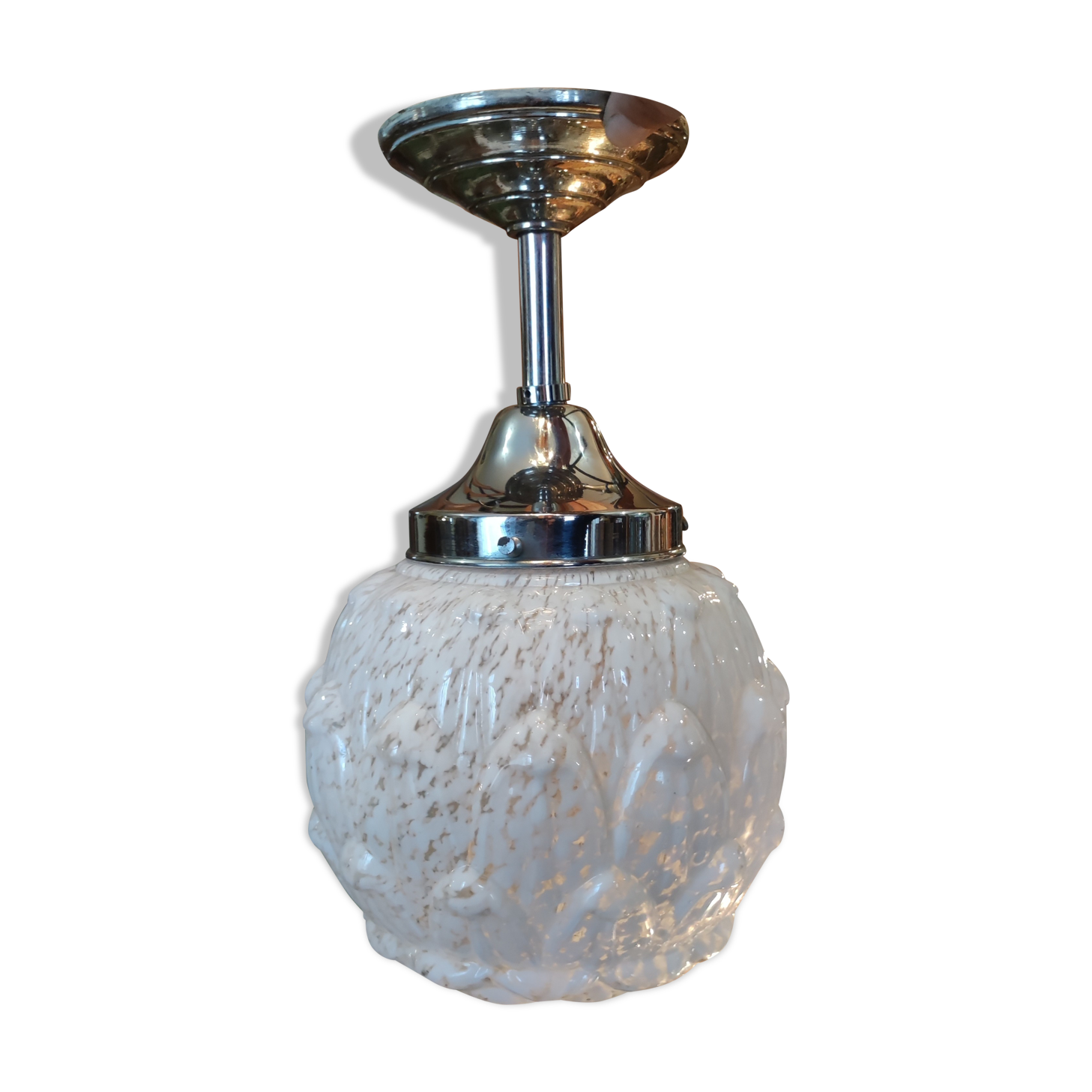 Old suspension globe glass of clichy