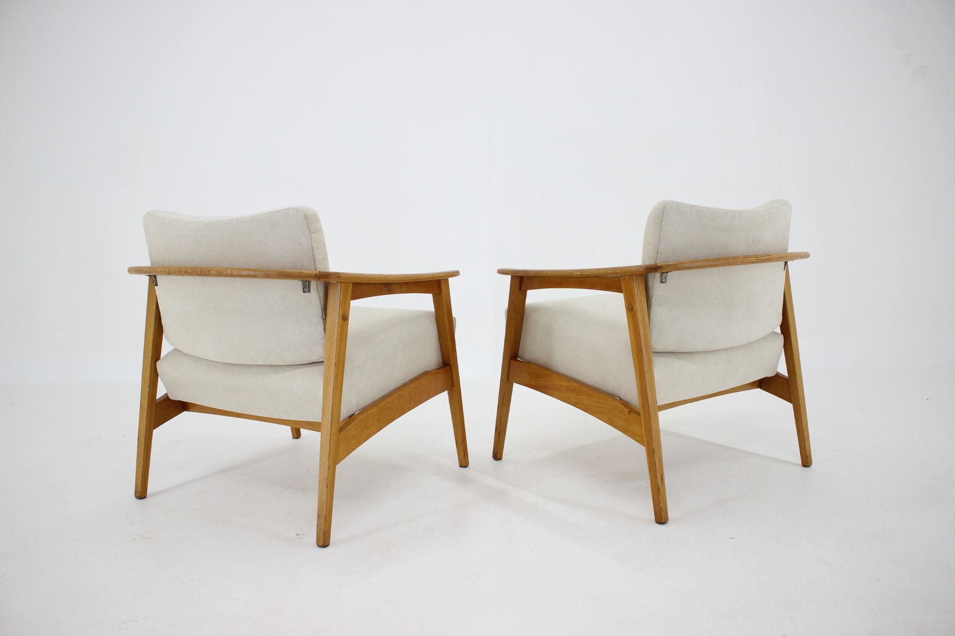 1960s Pair of Oak Armchairs, Czechoslovakia
