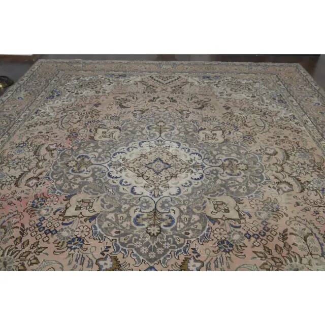 1960s Vintage Persian Handmade Wool Orange Area Rug 280x381