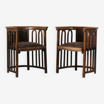 Ensemble de 2 fauteuils conçus par J. Hoffman, modèle n ° 423, début du 20e siècle