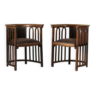 Set of 2 Armchairs designed by J. Hoffman, Model No. 423, Early 20th Century
