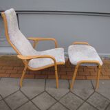 "Lamino" armchair with stool by Yngve Eckström for Swedese