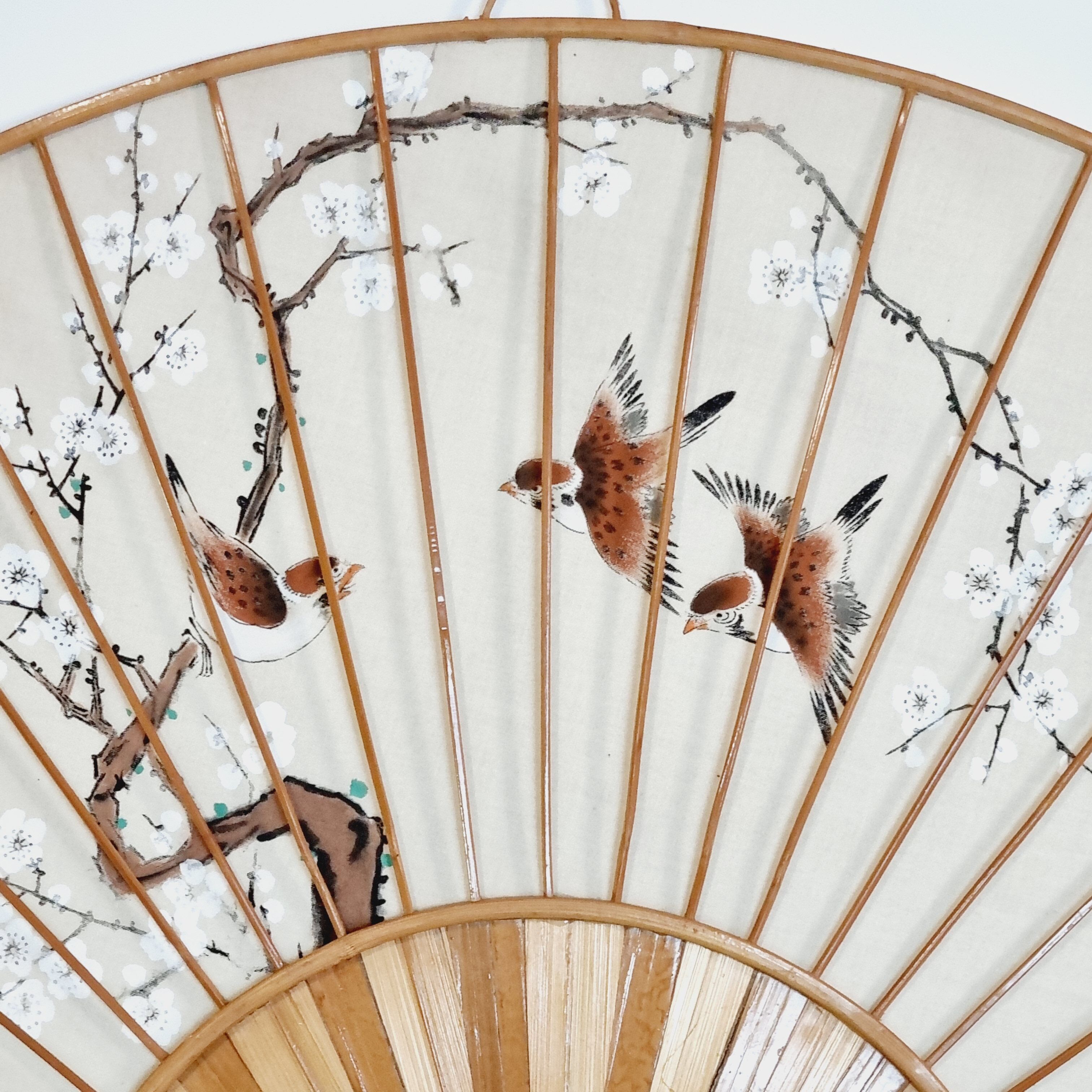 Fan hand painted fabric and bamboo
