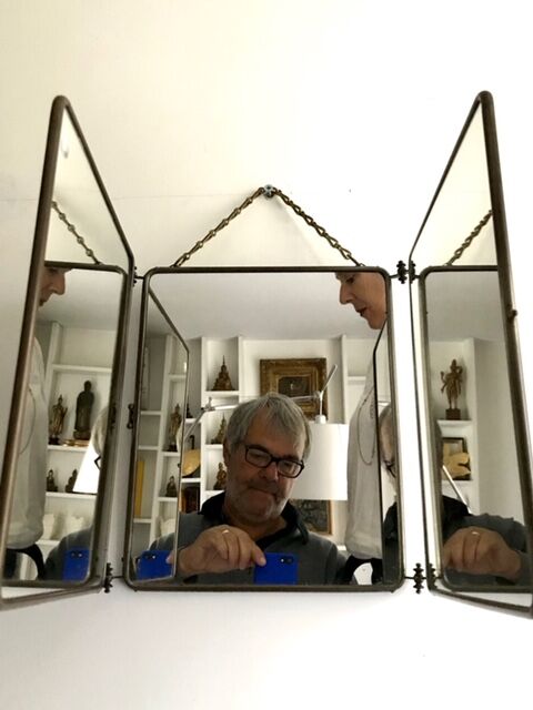 Barber's mirror 3 pans 1900 76x30cm