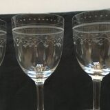 Set of 4 glasses of crystal 18th engraved decoration