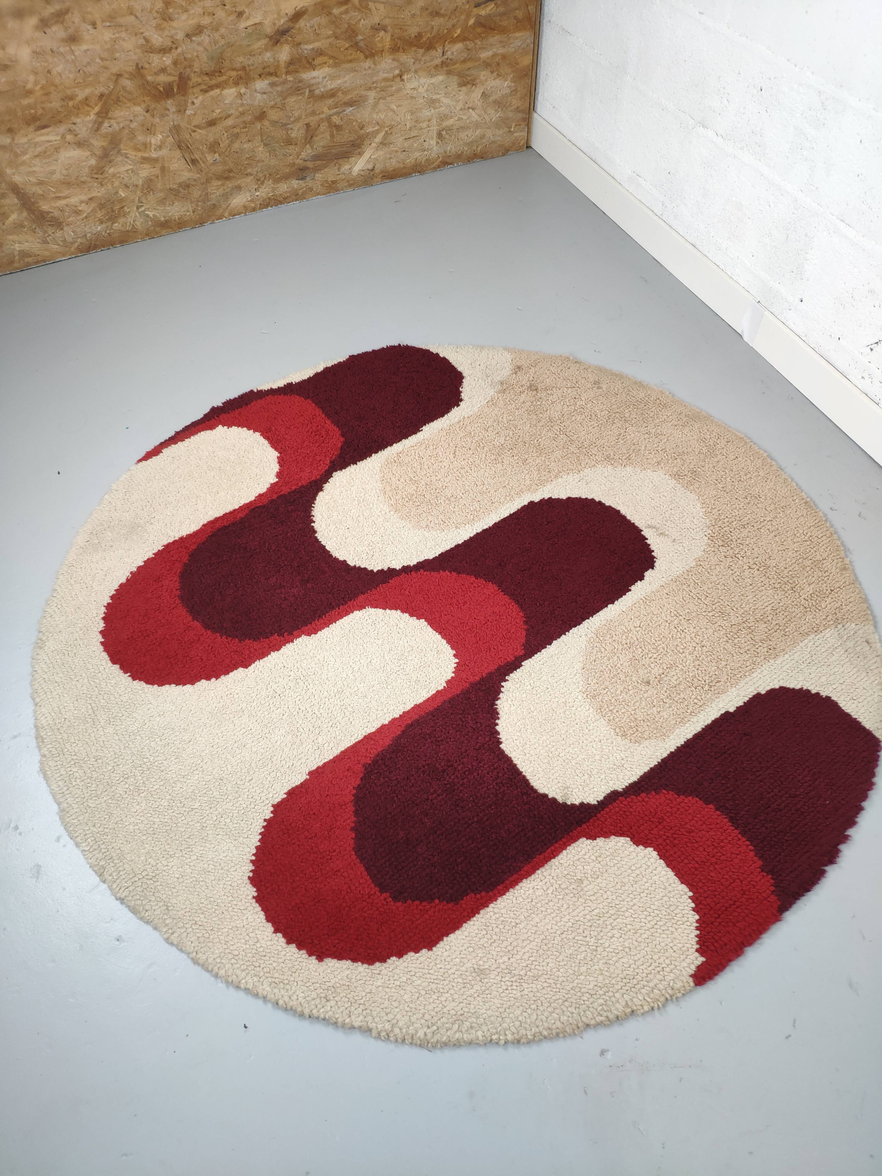 Round carpet in circa wool 70 psychedelic 150cm