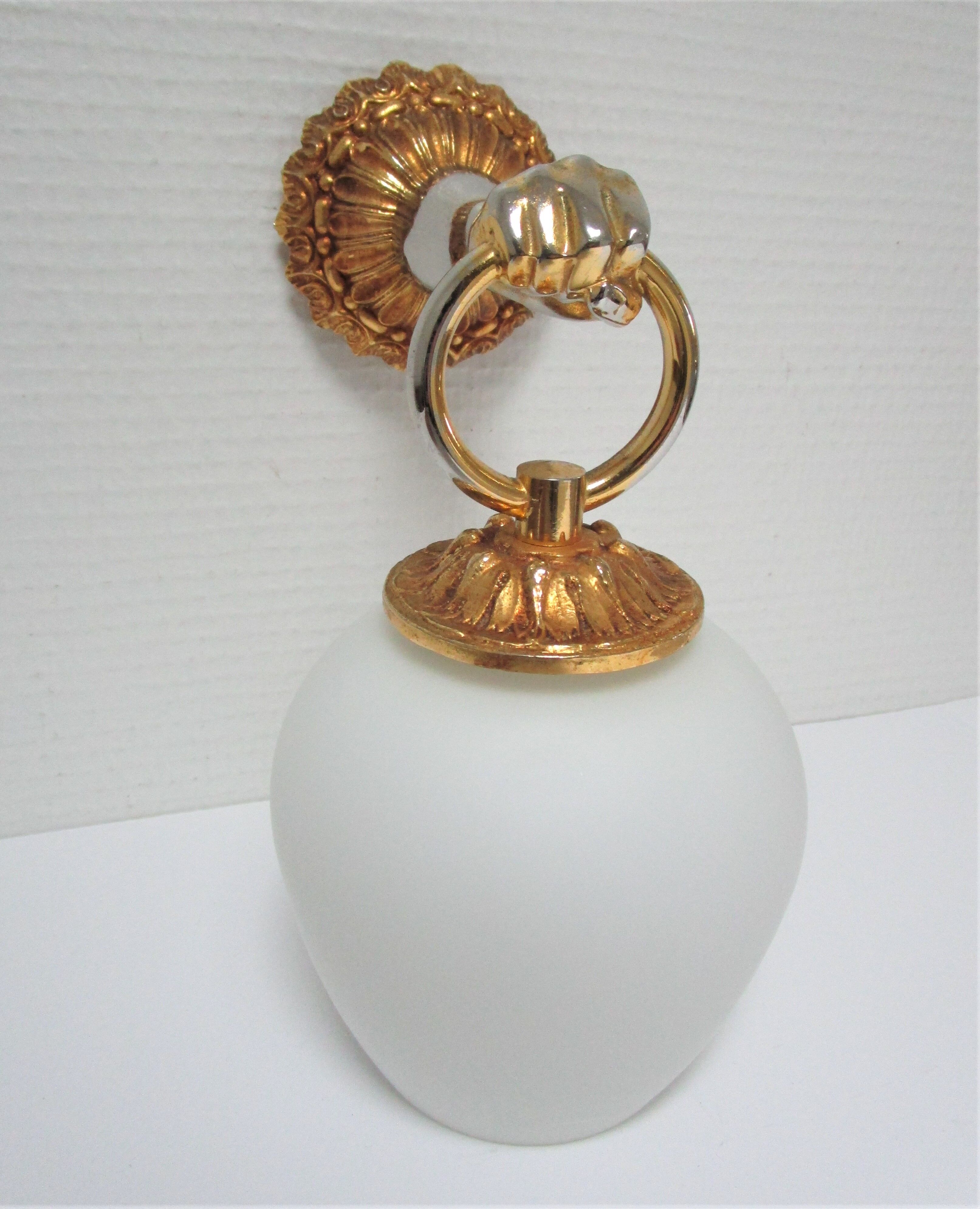Hand sconce golden metal patinated opaline vintage