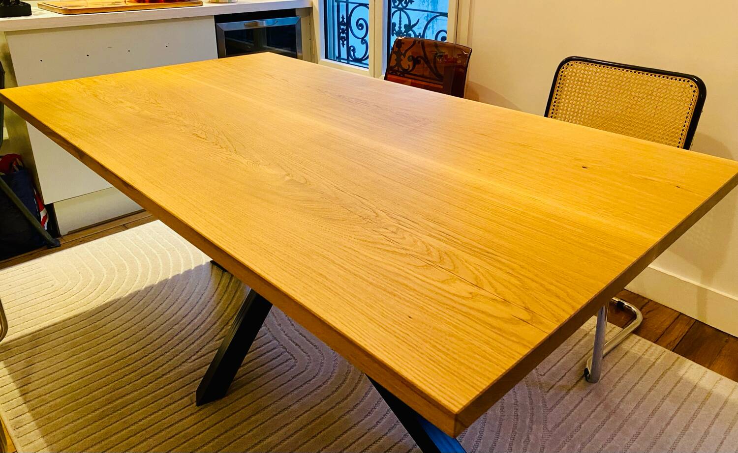 Magnificent oak table (solid/solid) 180x100 custom-made mikado legs