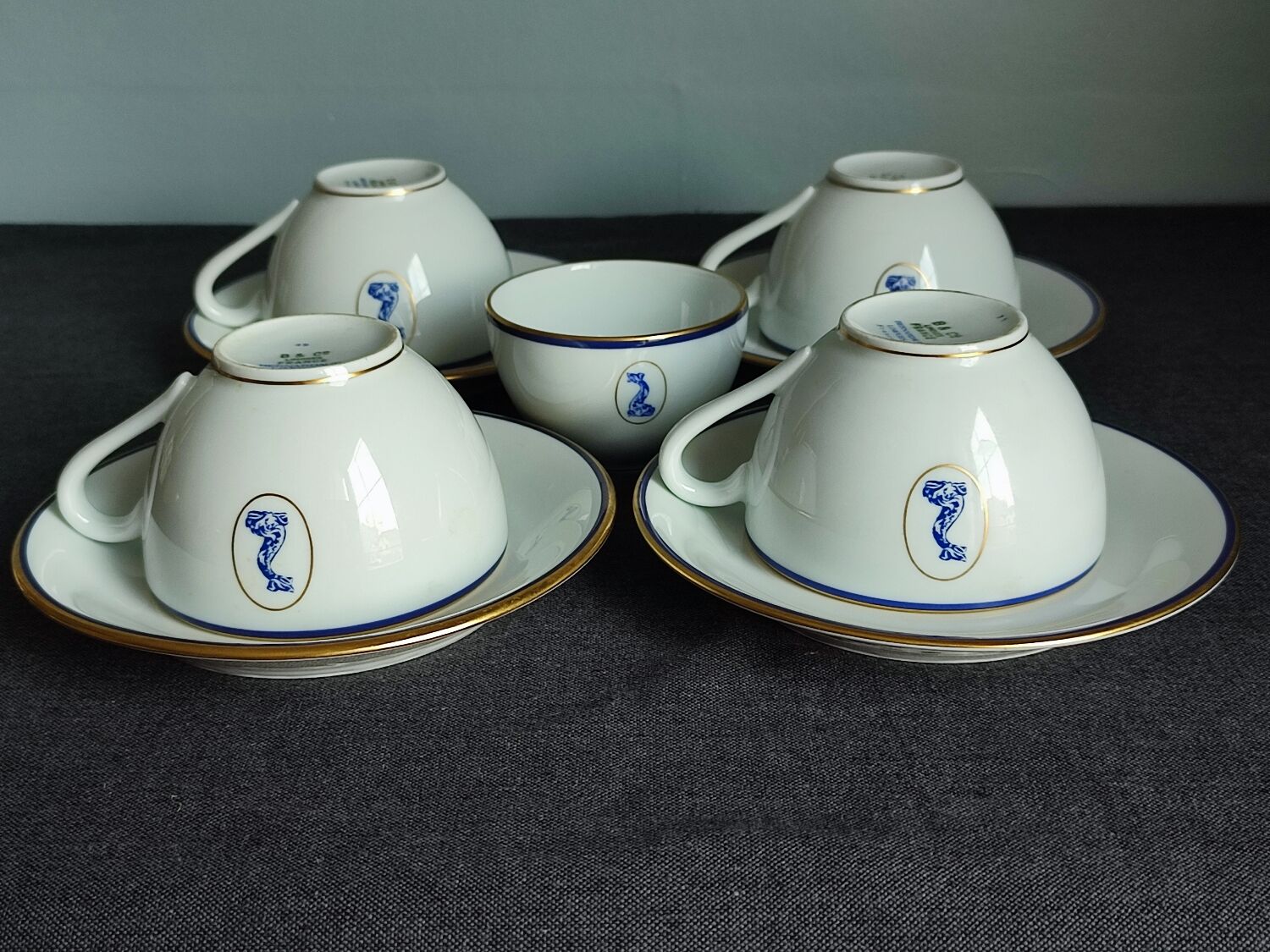 Set of 5 vintage Bernardaud Limoges porcelain cups