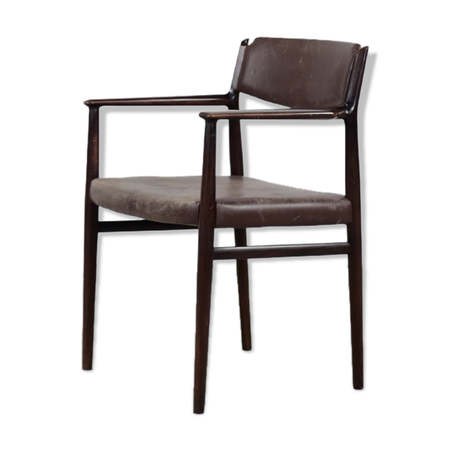 Brown leather executive chair by Arne Vodder, 1960