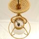 Suspension globe en opaline blanche  et corde tressé