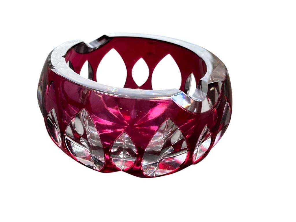 Ruby crystal ashtray Val Saint Lambert Vintage