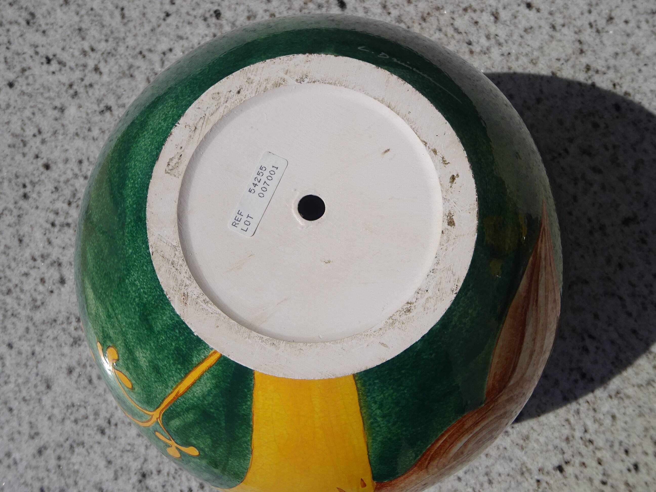 Ceramic lamp, vase and matching plate, Drimmer