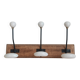 Vintage wooden and white ceramic coat rack – 3 hooks