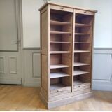 Antique furniture with double curtains sanded to white