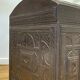 Brown leather and wood domed chest