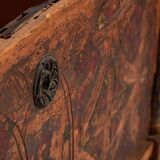 Antique brown trunk with floral patterns (c.1920) #13