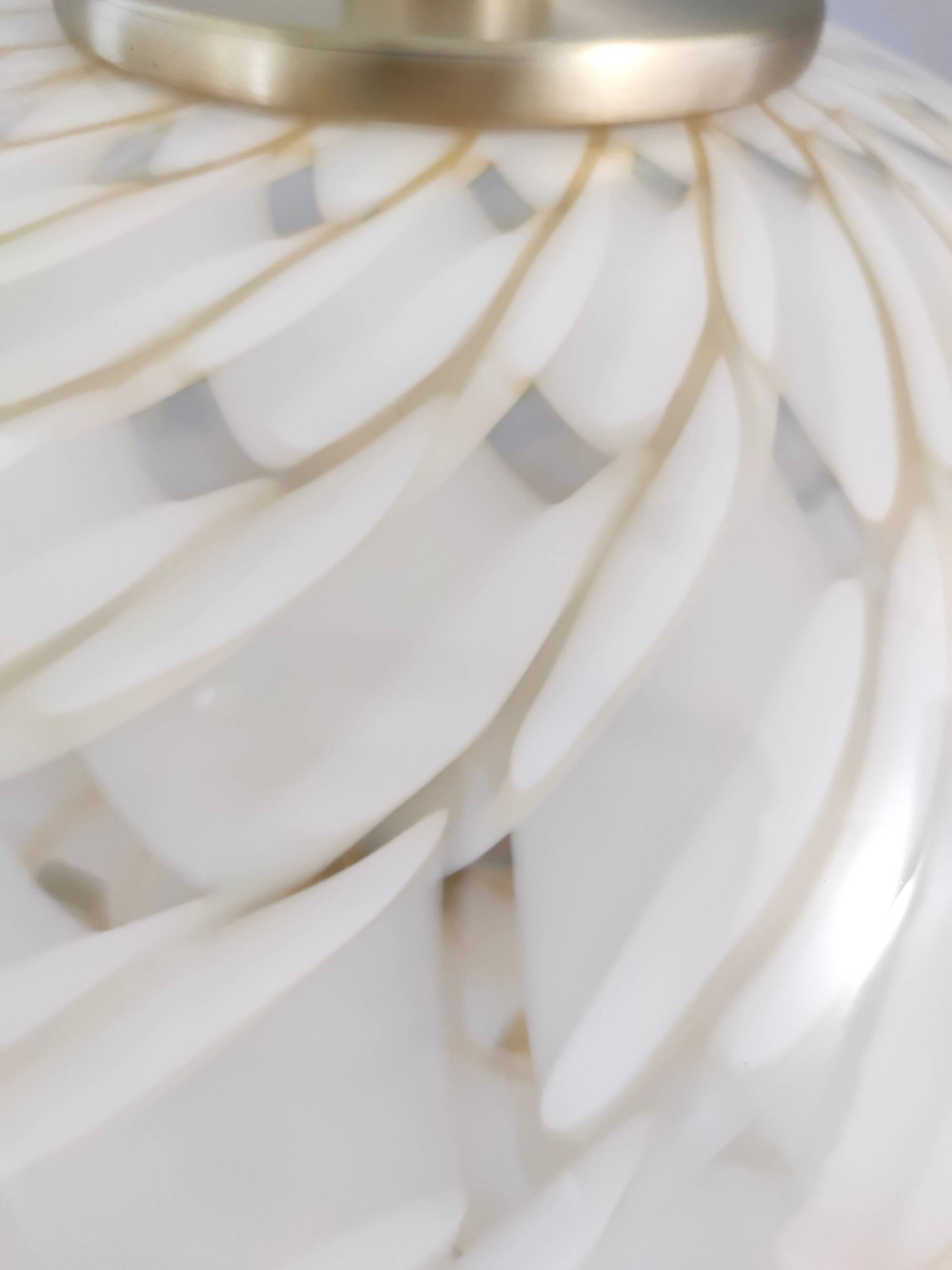 White Murano Glass and Brass Table Lamp, Italy, 1980s